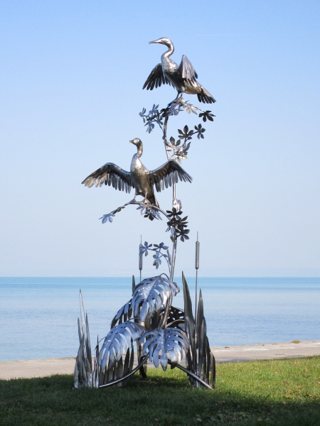 Two birds artwork stainless steel